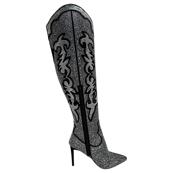 INC Iresa4 Rhinestone Crusted Western Style OTK Heeled Womens Boots Size 12M - Picture 5 of 15